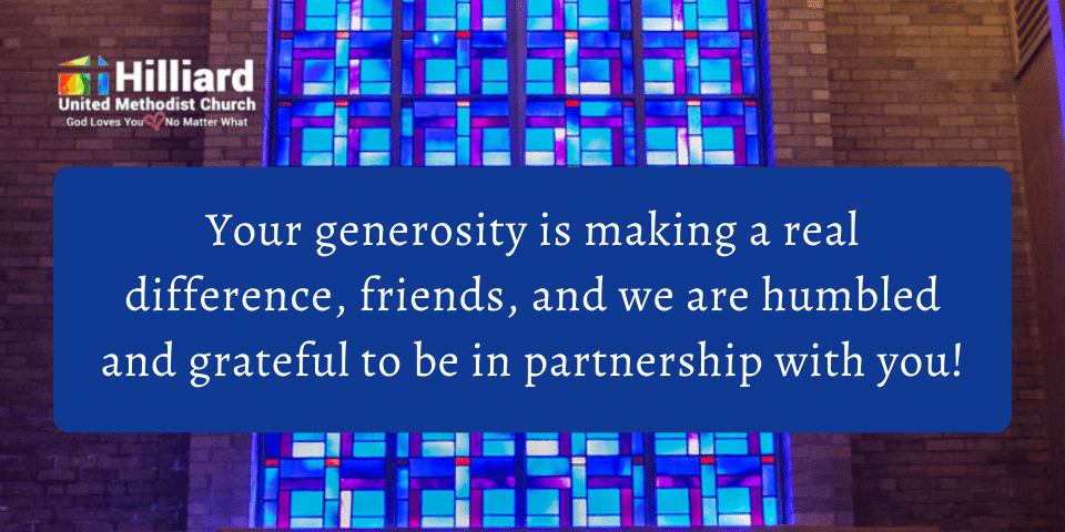 generosity partnership grateful humbled serving hilliard community